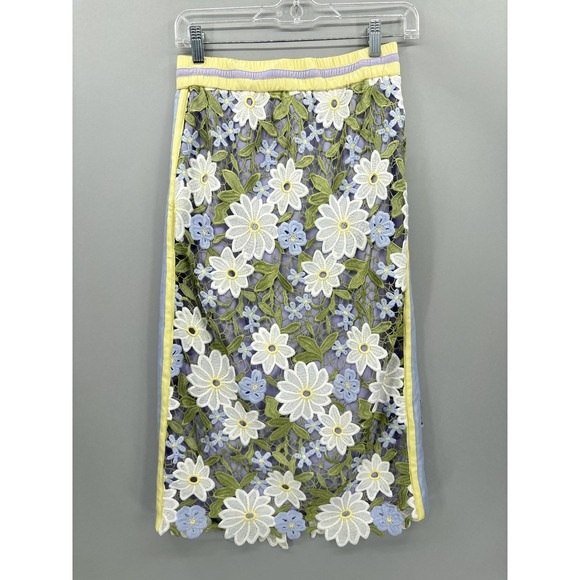 Current Air Dresses & Skirts - Current Air Skirt Womens Small Multicolor Floral Lace Embroidered Midi Lined